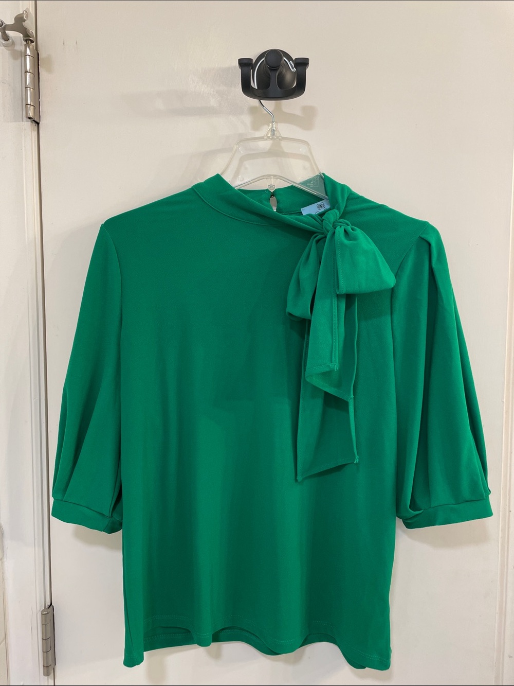 CeCe Emerald Green Tie-Neck Long Sleeve Blouse